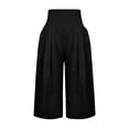 thumbnail image 3 of Tdoqot Womens Plus Size Capris with Pockets- High Waist Baggy Casual Quick Dry Wide Leg Summer Beach Pants Black Size XL-5XL, 3 of 7