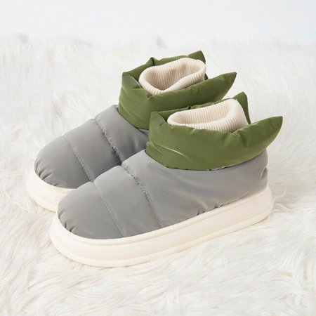 

QWZNDZGR Winter Women Men s Plush Slippers Home Floor Unisex Thick Flat Sole Footwear Warm Cotton Snow Ankle Boots Couple Ladies Slippers