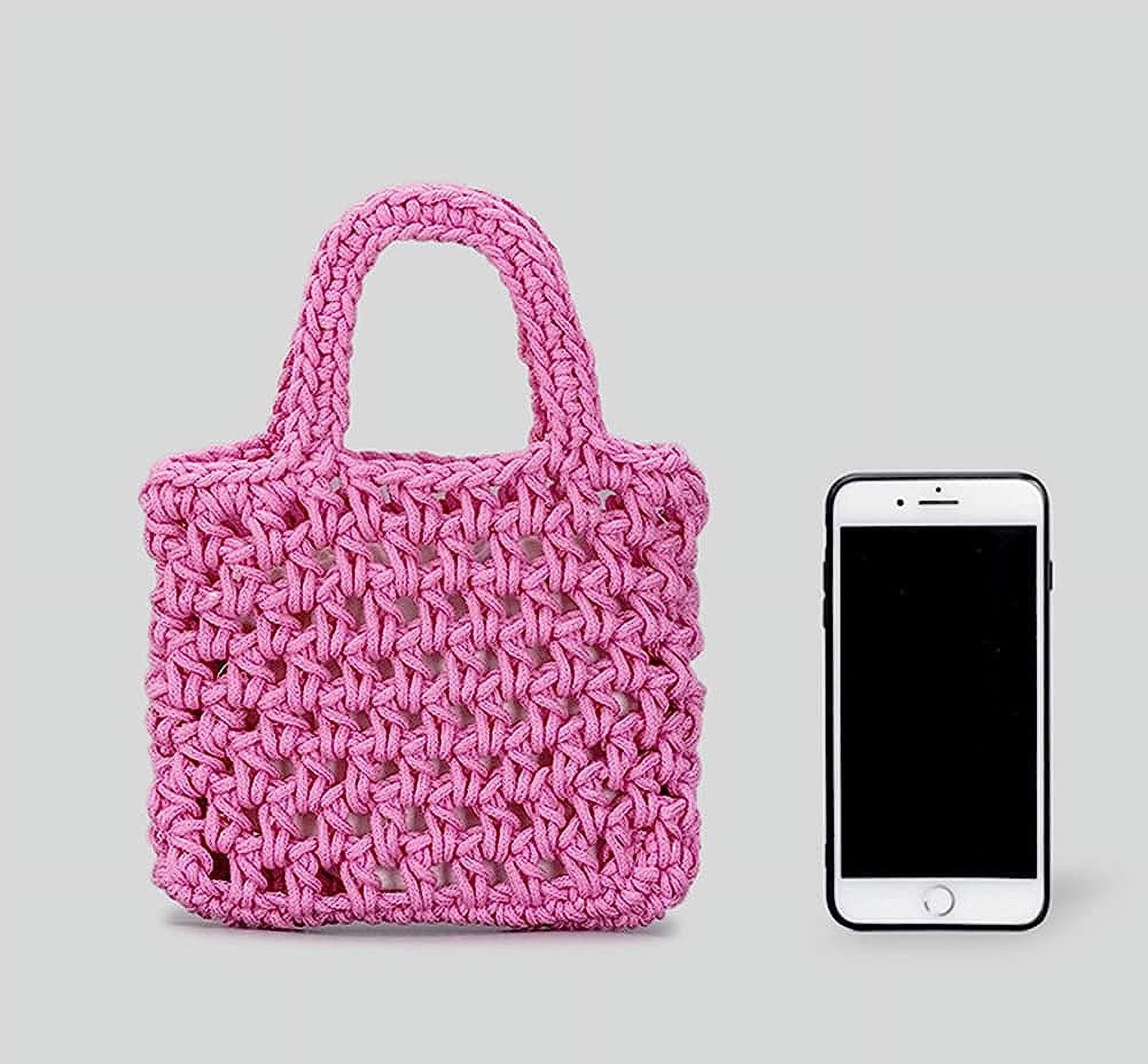 Kukuzhu Crochet Knit Purse for Women Mesh Cotton Rope Tote Bag Summer Handwoven Handbag Beach Vacation Hobo Bag for Women