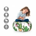 thumbnail image 2 of Cactus Storage Toy Bag Chair, Vases and Pots with Flowers Cartoon Drawing Colorful Summer Plants Design, Stuffed Animal Organizer Washable Bag, Small Size, Peach Pink Green, by Ambesonne, 2 of 3