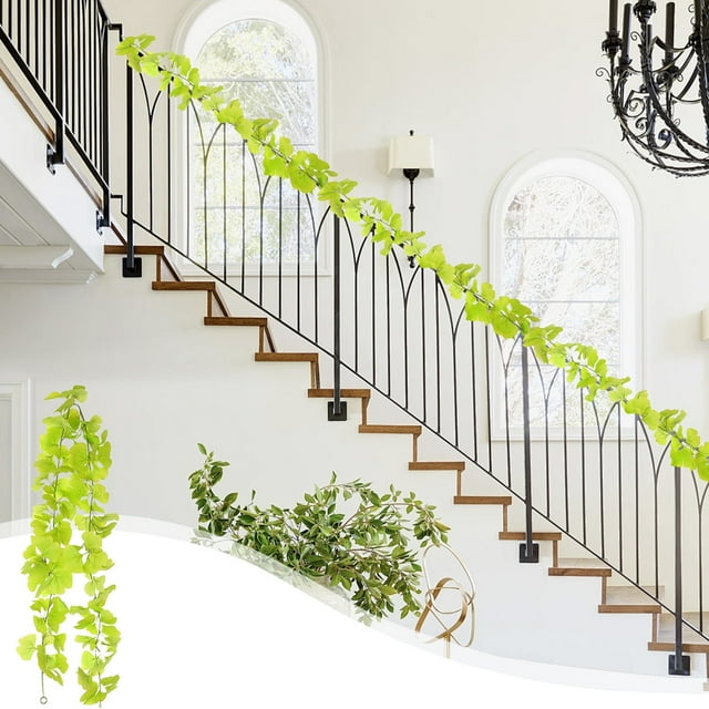 Green Simulation Vine Wall Hanging Artificial Ginkgo Leaf Plant Decoration 69 Inch Plastic Ornament