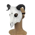 thumbnail image 4 of Goat Mask Halloween Costume Party Animal Head Mask Ram Horn Head Mask Horn Demon Face Cover Cosplay Costume, 4 of 5