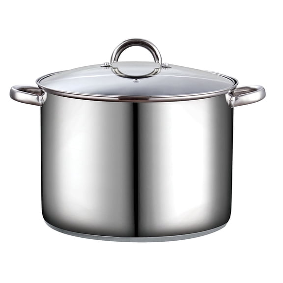 Cook N Home Basics 16 Quart Stainless Steel Stock Pot with Lid, Cooking Pot for Pasta, Soup, Sturdy Handle, Large Stockpot with Even Heating, Oven & Dishwasher Safe, Cookware for Canning, Boiling