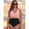 thumbnail image 6 of MOYIKO One Piece Swimsuits for Women Tummy Control High Waisted Bathing Suit Sexy V Neck Wrap Tie Back 1 Piece Swimsuit, 6 of 7