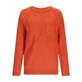 thumbnail image 4 of JSheng Women's Long Sleeve Tops Fashion Solid Color Round Neck Knitted Textured Pullover Sweater for Daily Wear Orange L, 4 of 5
