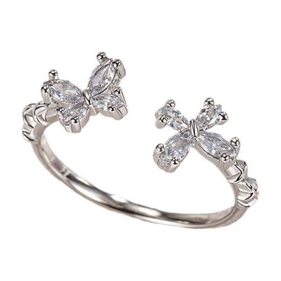 LINXIQIN Women 925 Sterling Silver Butterfly Cubic Zirconia Thumb Ring Stress Anxiety Rings Women's Jewelry Lady Birthday Mother's Day Gifts