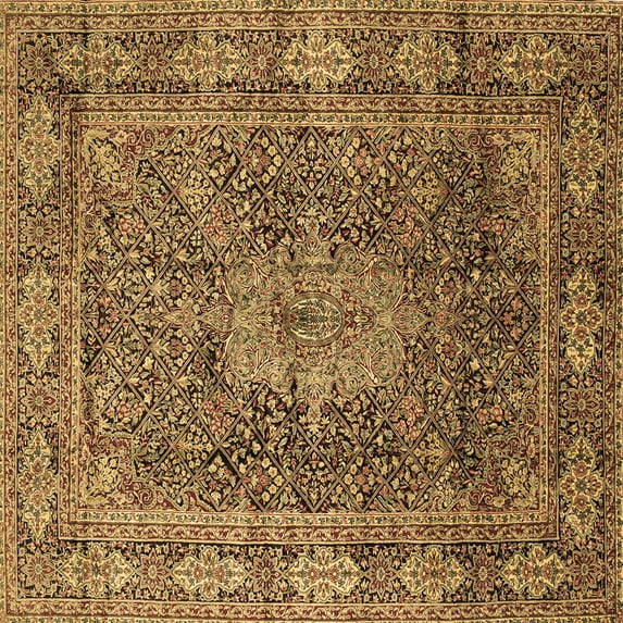 Ahgly Company Indoor Square Medallion Brown Traditional Area Rugs, 3' Square