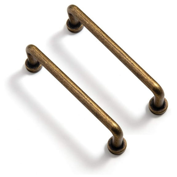 DIY. STORE 2 Pcs Antique Brass Cabinet Bar Pulls, Vintage Handle Pulls for Drawers, Dressers, Cupboards(3.8in Hole Center)