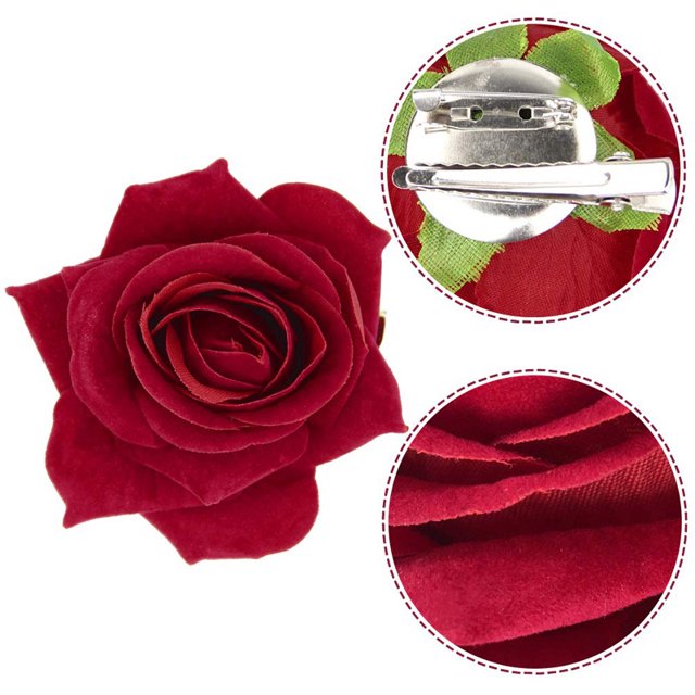 Horquilla roja, horquilla para mujer y niña, broche de flores artificiales, accesorio para el pelo de novia, para bodas, cócteles, té, festivales, verano (rojo) Sincero Electrónica