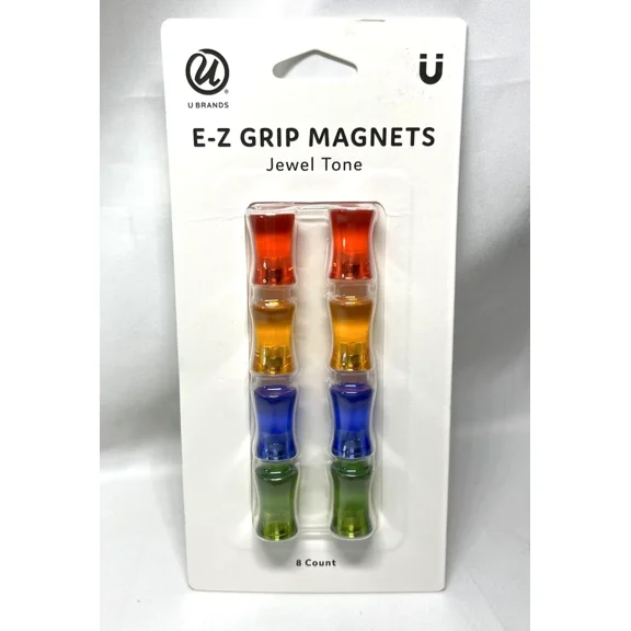 E-Z Grip Magnets For Whiteboard By U Brands - 8 Per Pack, Assorted Jewel Colors