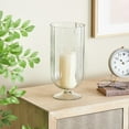 thumbnail image 2 of DecMode Glass Ribbed Fluted Candle Holder with Elevated Base, 2 of 9