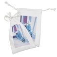 thumbnail image 2 of Country Fabric Pouch Set of 2, Mini Scooter in Soft Mediterranean Mid Day Italian Town Life Art Paint Print, Small Drawstring Bag for Toiletries Masks and Favors, 9" x 6", Blue Grey, by Ambesonne, 2 of 2