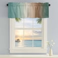 thumbnail image 2 of Kitchen Valances for Window, Gradient Green Brown Light Filtering Rod Pocket Valance Curtain, Modern Minimalist Style Short Curtains Window Topper for Bedroom Bathroom Living Room 42x12in, 2 of 9