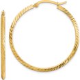 thumbnail image 1 of 14K Yellow Gold Polished Diamond-Cut Hoop Earrings (39.25 X 38) Made In Peru tf1448, 1 of 5
