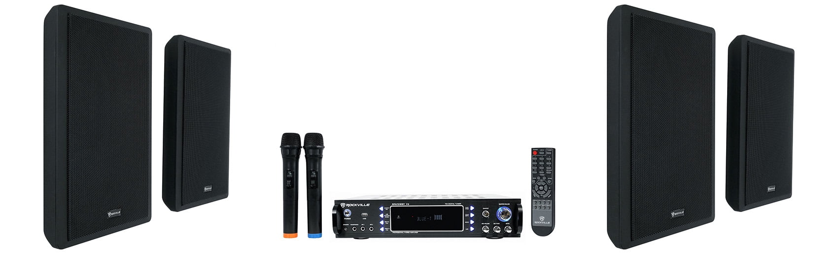 Rockville RPA70WBT Bluetooth Home Theater Receiver+(4) 5.25" Slim Wall