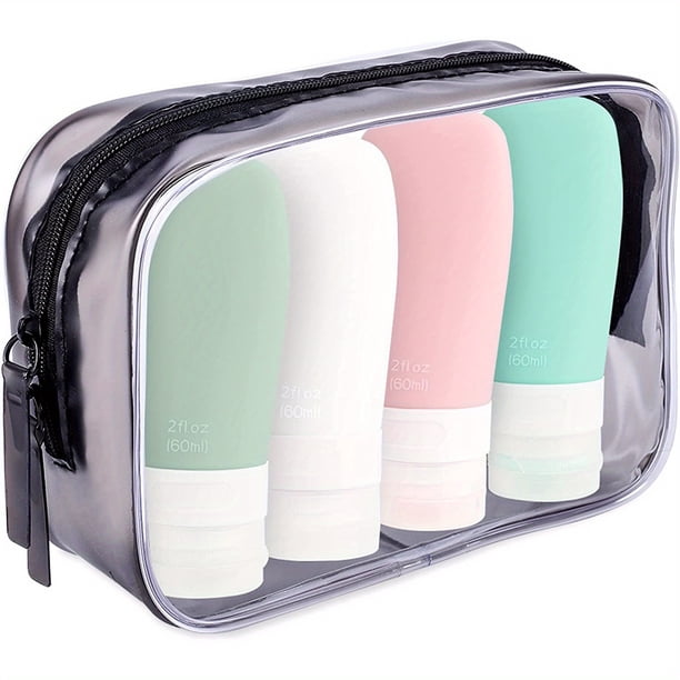 4 Pack of TSA-Approved Portable Travel Bottles - Leak-Proof, Squeezable Silicone Tubes for Toiletries & Liquids!