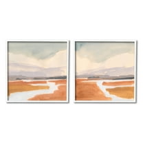 Stupell Industries Rural Nature Landscape Quaint Stream Cloudy Sky Painting White Framed Art Print Wall Art, Set of 2, Design by Victoria Barnes