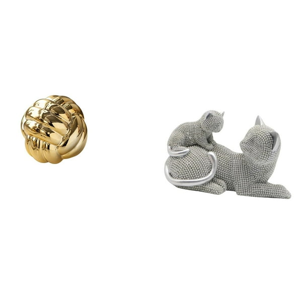 Figura de cerámica,Figura de cerámica con forma de bola de hilo y nudo,Figura de escritorio,Estatua de gato,linda estantería,escritorio,decoración del hogar,Figura decorativa creativa para