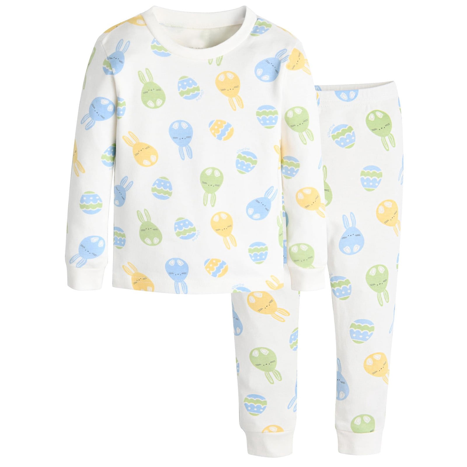 Toddler Girls Easter Pajamas Long Sleeve Pullover Crewneck Soft Pajamas Pants Set Bunny Printed Girls' Sleepwear 2-3 Years