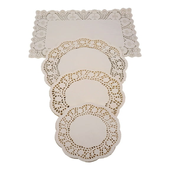 Holiday Paper Doilies Placemats 92 Pack Assorted Size Decorative Lace Look Coasters Dinner Dessert Cookies Cakes
