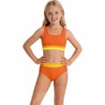 thumbnail image 2 of Tisuna Girls' Color Block Two Piece Swimwear For Young Kids Girls Stylish Split Bathing Suit Beach Pool Child Bathing Suit Orange Size 16-17 Years, 2 of 4