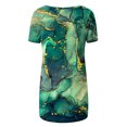 thumbnail image 4 of Women Short Sleeve Christmas gift Trendy Lining Thin section Durable Fashion Sets Leisure Printed Loose Loose Fitting Short Sleeve Green Sexy Lining Size 2XL, 4 of 5
