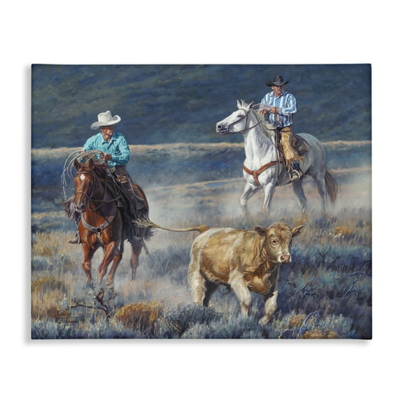 Stupell Industries The Chase Cowboys Landscape Painting Gallery Wrapped Canvas Art Print Wall Art, 20 x 16