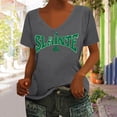 thumbnail image 2 of lcziwo Today Sales, St. Patrick's Day T Shirt for Women Lucky Clover Graphic Tees Casual Loose Fit Irish Shirts Cute U Neck Tunic Tops Blouse Dark Gray M, 2 of 5