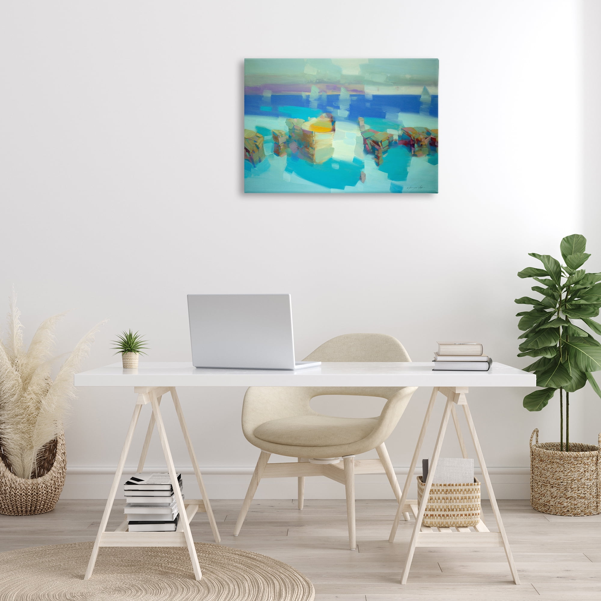 Stupell Industries Abstract Nautical Cliffs Abstract Painting Gallery Wrapped Canvas Art Print Wall Art, 30 x 20