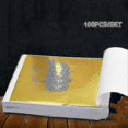 thumbnail image 1 of 100x 24k Gold Leaf Sheets Art Craft Design Gilding Framing Scrap Premium Golden f54, 1 of 5