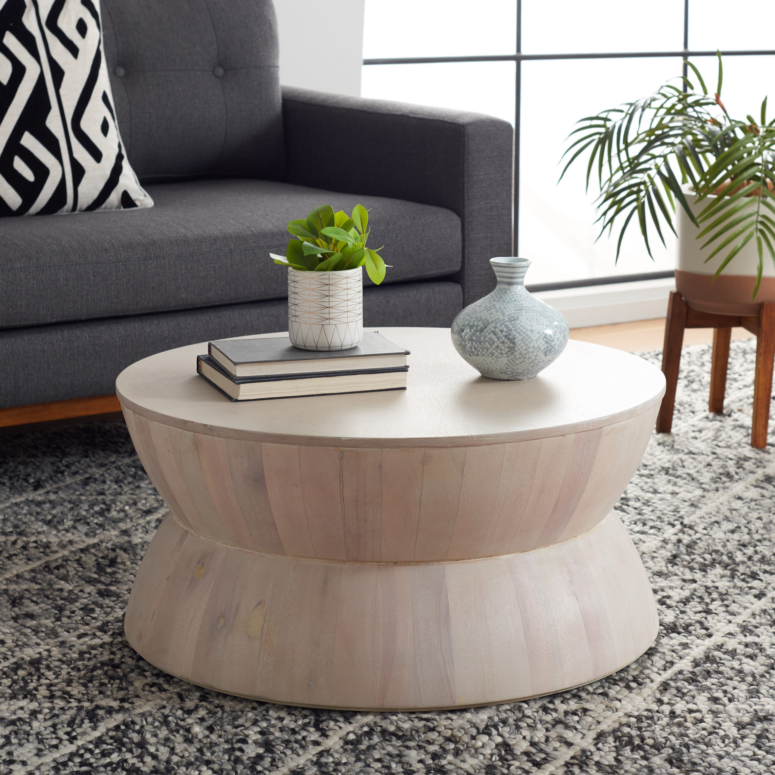 SAFAVIEH Alecto Modern Round Wood Coffee Table, White