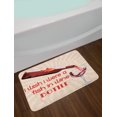 thumbnail image 2 of Drinking Saying Bath Mat, Funny Fish in Wine Bottle Pouring in a Glass on Vintage Rays, Plush Bathroom Decor Mat with Non Slip Backing, 29.5" X 17.5", Champagne and Vermilion, by Ambesonne, 2 of 2