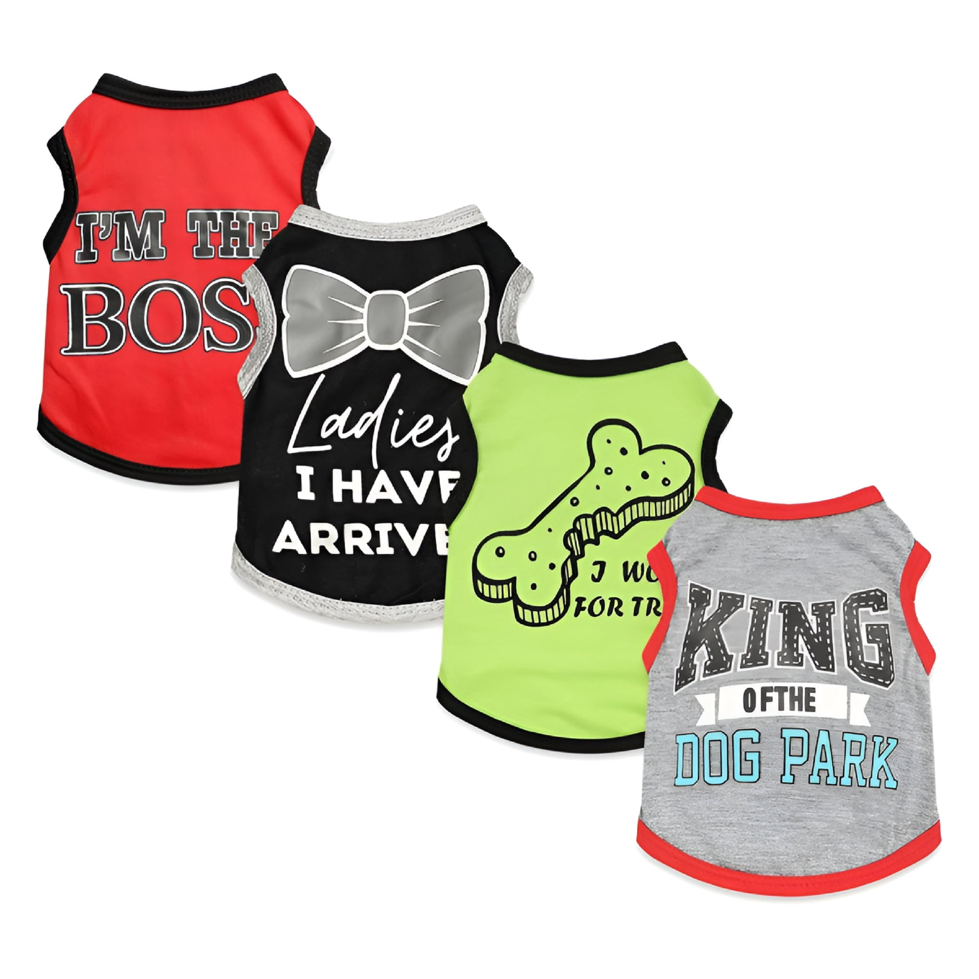 AOMRCOL 2026 New 4 Pieces Dog Clothes for Small Dogs Boy Summer Puppy Clothes for Chihuahua Yorkie Soft Cute Pattern Dog Shirt Spring Pet Cat Clothing Pink Rose Red Green Xxs~M (Small)