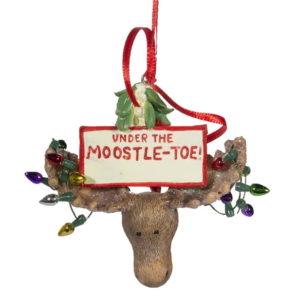 Funny Christmas Ornament- Moose head w/ Under The Moostle-Toe Sign
