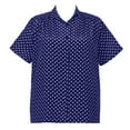thumbnail image 1 of A Personal Touch Women's Plus Size Short Sleeve Button-Front Tunic with Shirring - Navy Aspirin Dots - 1x, 1 of 3