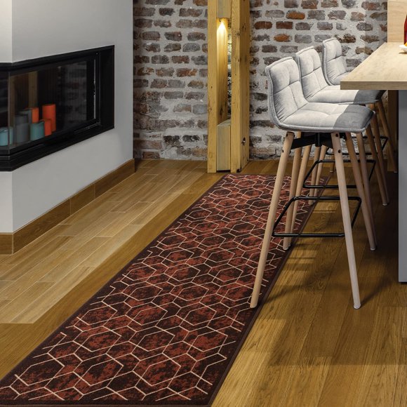 BY COCOON 2'x7' Runner Rug| Carpet Runner Kitchen Rug Washable Rug Runners Rugs for Hallway Non Slip (57 Cm x 210 Cm Brown Rug)