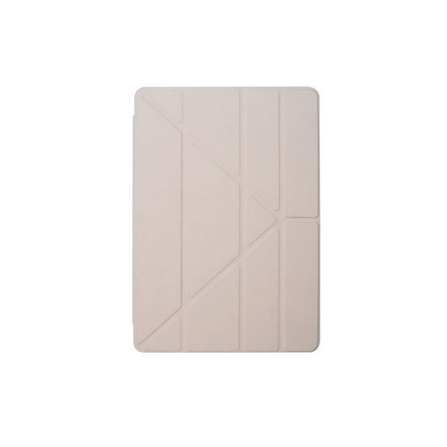 funda para galaxy tab s8 plus color rosa - funda protectora para tablet S8 Plus en rosa con cubierta plegable de pliegues geométricos, bordes moldeados para botones y abertura para cámara, textura mate visible; resistente a golpes y repelente a gotas según especificación; suele usarse también como soporte inclinado para visualización.