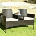 thumbnail image 3 of Costway Patented Patio Rattan Chat Set Loveseat Sofa Table Chairs Conversation Cushioned, 3 of 11