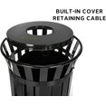 thumbnail image 3 of Alpine Industries 38 Gal. Black Metal Slatted Outdoor Commercial Trash Can Receptacle, 3 of 13