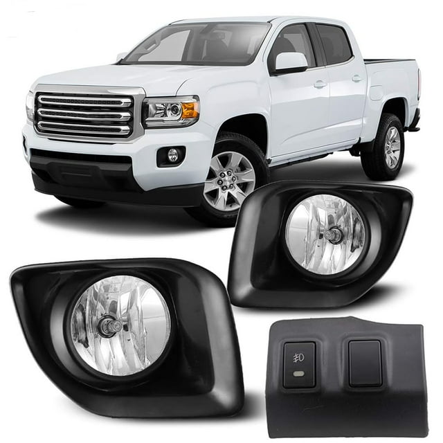 Winjet WJ30-0502-09 2015-2018 GMC Canyon Fog Light Kit with Custom Dash Panel Replacement Wiring Harness Switch Fuse Relay Pair Set Left and Right Driver Passenger Side OE Fitment for - Clear Lens