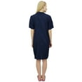 thumbnail image 3 of Bimba Women's Notched Collar Shirt Navy Blue Sleepshirt Nighty With Pockets-4, 3 of 5