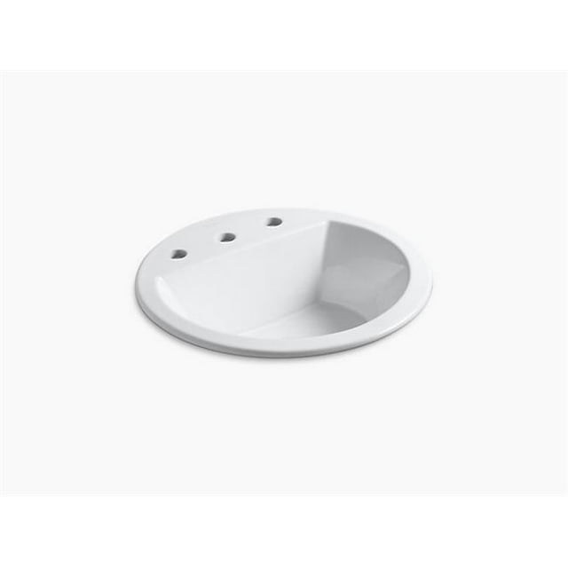 Kohler K-2714-8-0 Évier de Salle de Bain Ronde avec Trou de Robinet 8 Po Répandu - Blanc