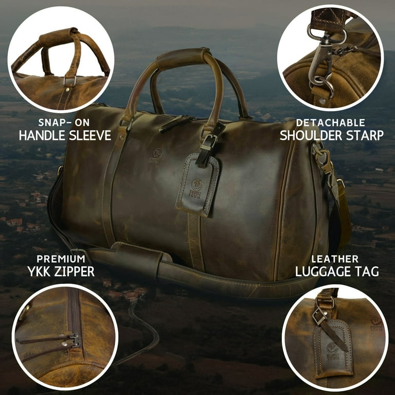 Large Weekend Leather Duffle Bag for Men by Rustic Town Travel