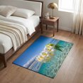 thumbnail image 4 of Entryway Rug 2'x3', Summer Ocean Kitchen Runner Rugs Non-Slip Carpet Mats, Tropical Floral Leaves Coastal Water Ripples Bedside Rugs Runners Washable Floor Carpet for Bathroom Laundry Room, 4 of 8