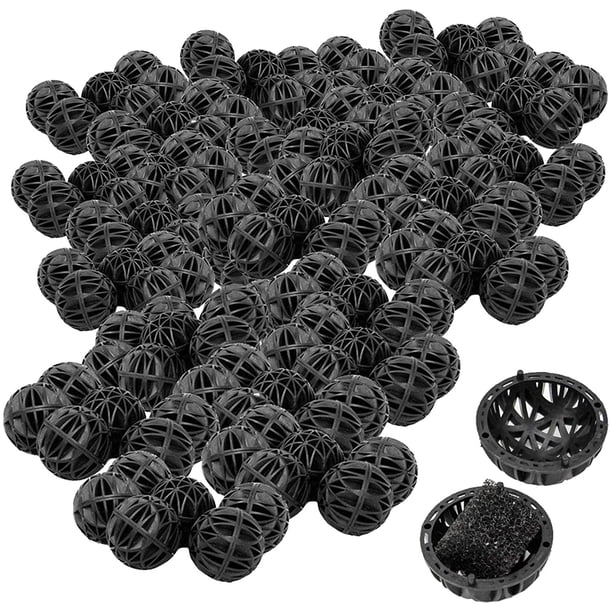 75 Piezas Bolas de Filtro Bio para Tanque de Peces de Acuario Bola Bio de Filtración para Acuario Durable Fácil de Limpiar Reduce el Número de Cambios de Agua, para Filtro Externo, Acuario, Estanque, Acuario—Negro, 26 mm Sailing Electrónica