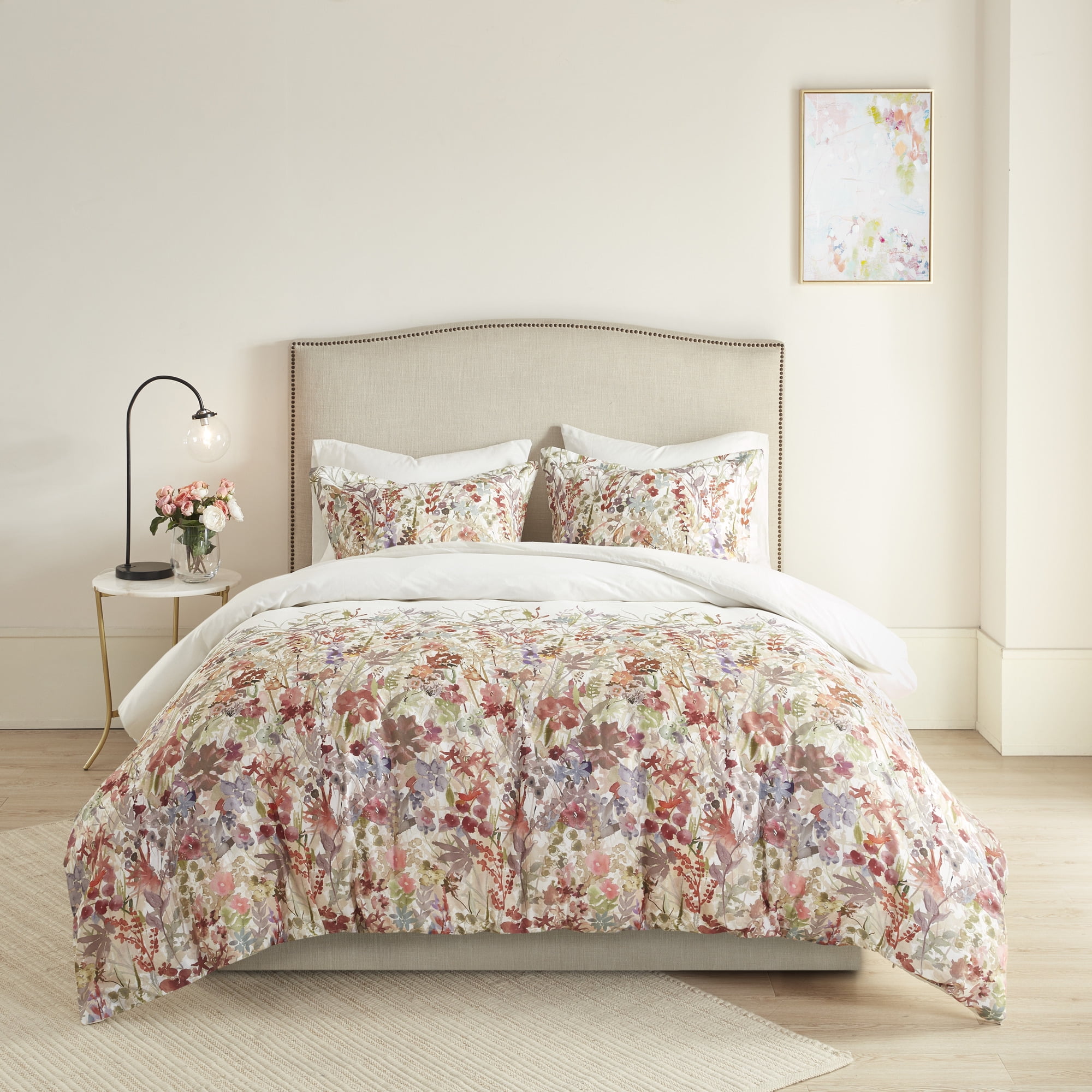 Home Essence Julia 3 Piece Cotton Printed Duvet Cover Set, King/Cal King, Multi