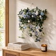 thumbnail image 6 of JHyouerji Artificial Rose Front Door Swag Wreath 24x10x1 Inch Blue All Season Farmhouse Hanging Floral Decor for Wedding Holiday, 6 of 8
