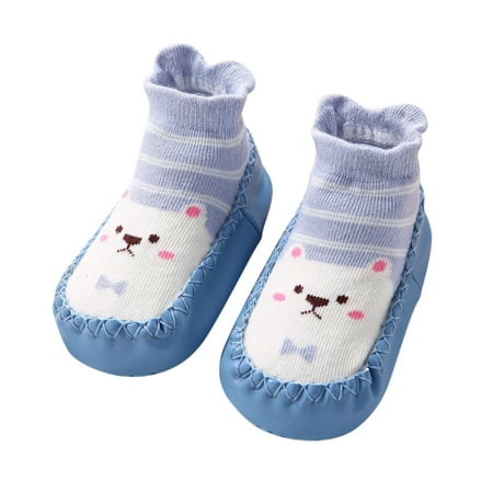 

Yinguo Autumn And Winter Cute Children Toddler Shoes Flat Bottom Non Slip Floor Sports Shoes Socks Shoes Warm Comfortable Cartoon Pattern Blue 12