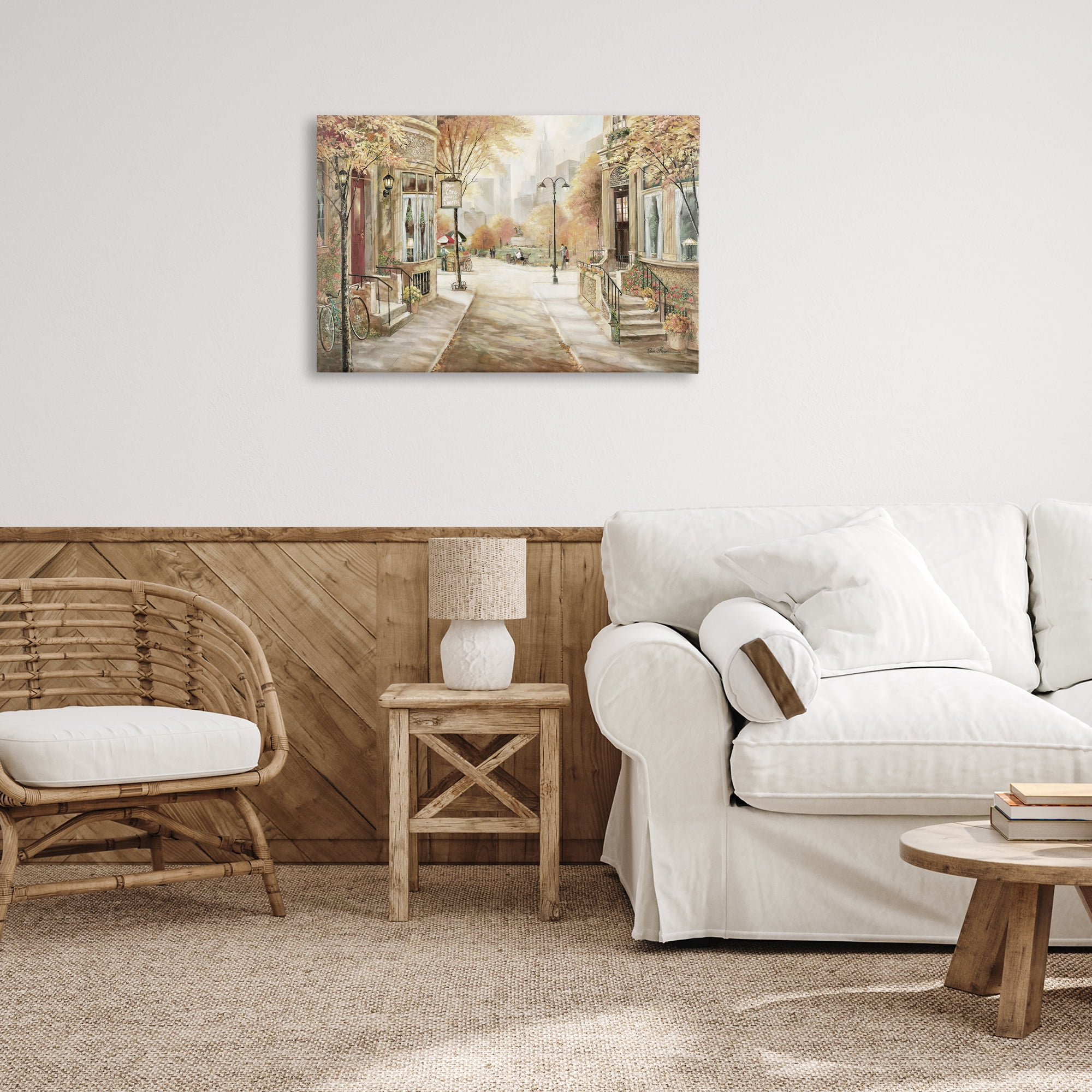 Stupell Industries City Street Shopfronts Scenic & Cityscapes Painting Wrapped Canvas Art Print Wall Art, 30 x 20