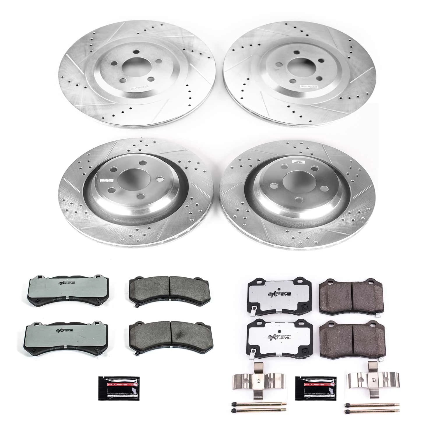 PowerStop Front and Rear Z26 Street Warrior Carbon-Fiber Ceramic Brake Pad and Drilled and Slotted Rotor Kit Fits: DODGE Select Models K8170-26